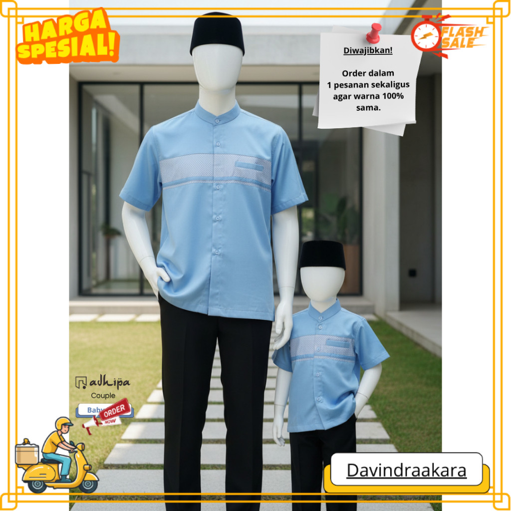 Koko Couple Sarimbit Ayah Anak warna Baby Blue / Biru Muda DDK