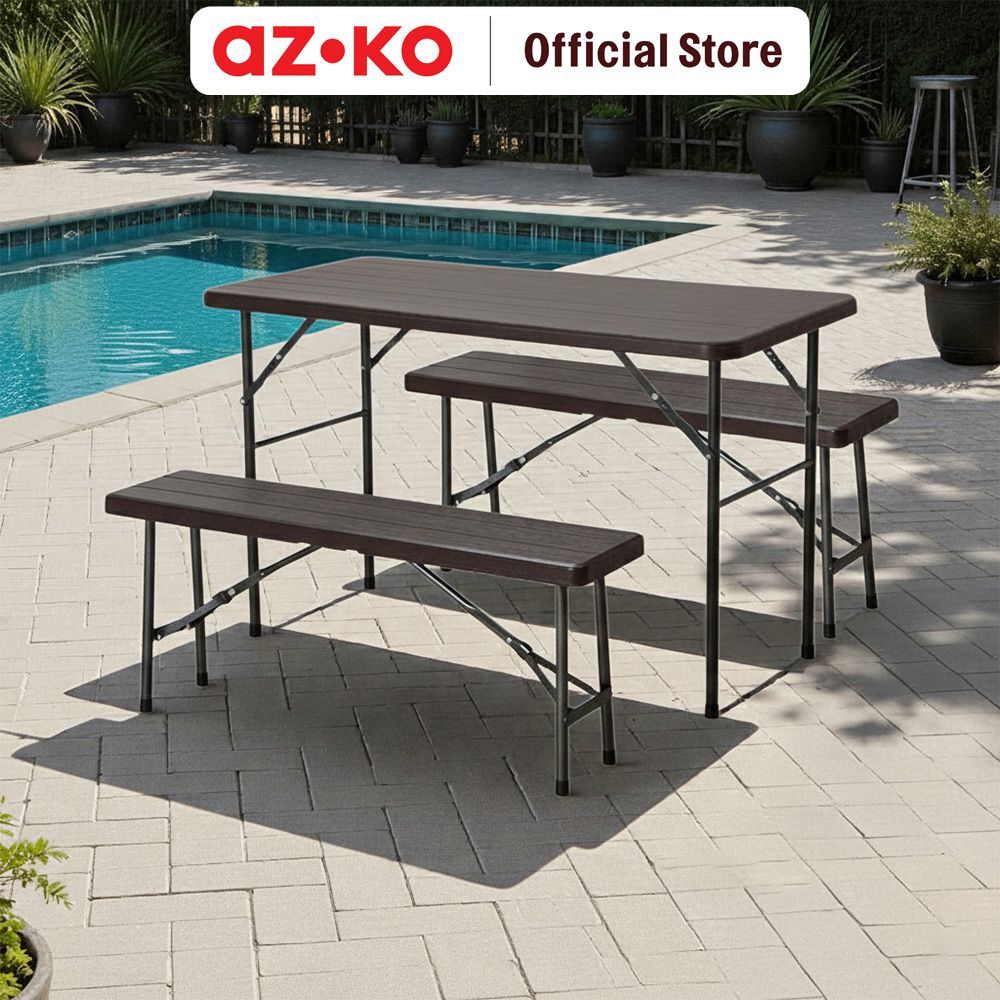 AZKO Soleil Set Meja & Bangku Taman Kursi Dan Meja Taman Foldable Garden Desk And Chair Picnic Table