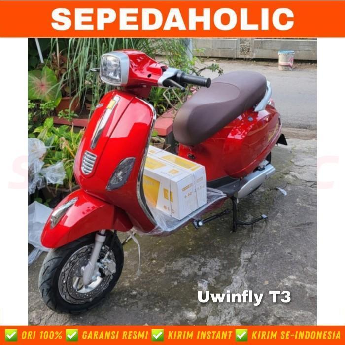 LS Sepeda Motor Listrik UWINFLY T3 Vespa 800 Watt Electric E Bike - Merah