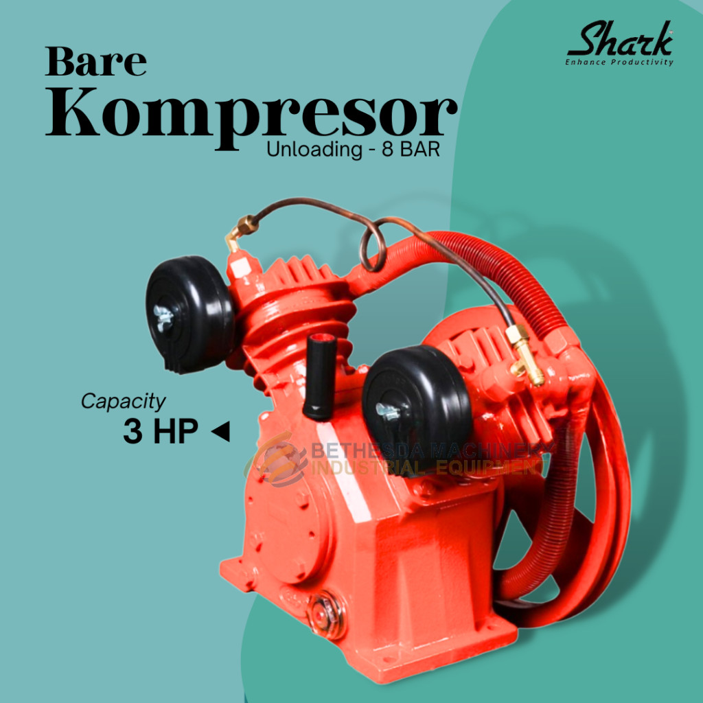 3 HP Kepala Kompresor Shark / Bare Air Compressor 2 silinder