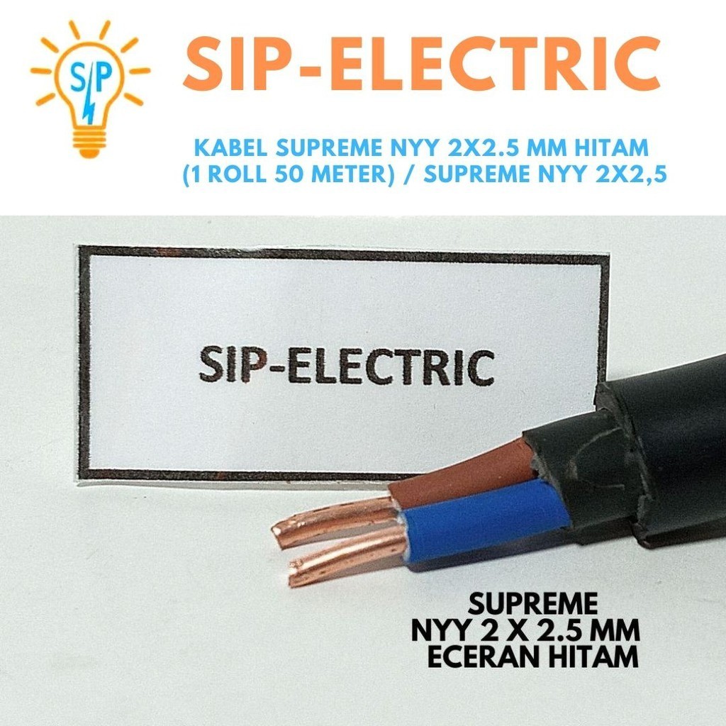 Toko Kabel Listrik - Kabel Supreme Nyy 2X2.5 Mm Hitam Eceran / Supreme Nyy 2X2,5 Mm