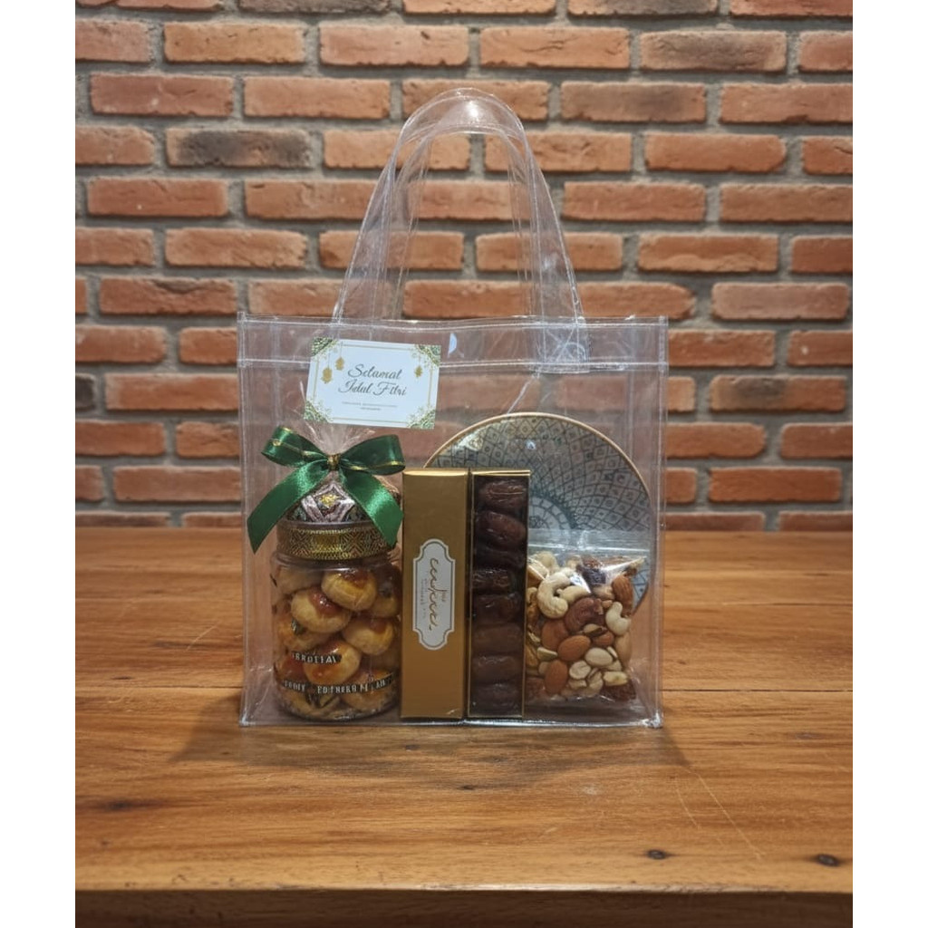 Tas Mika Transparan Premium | Tebal | Hampers Lebaran | Packing Kue | Tas Mika Transparan 20x20x10