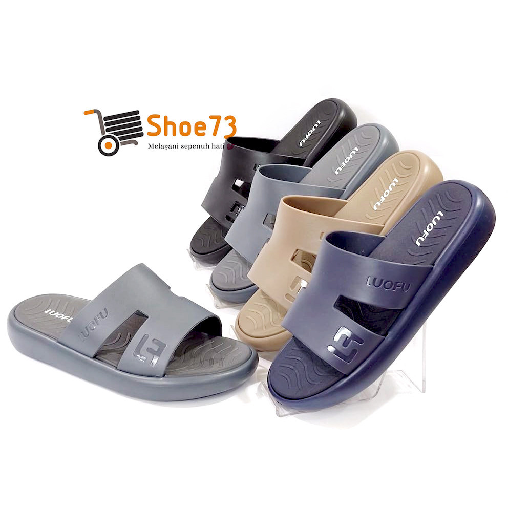 LUOFU E 6252 - BRE01PLS SIZE 40-44 ORIGINAL l Sandal Selop Jelly Pria l Sendal Kokop Cowok Tebal Rin