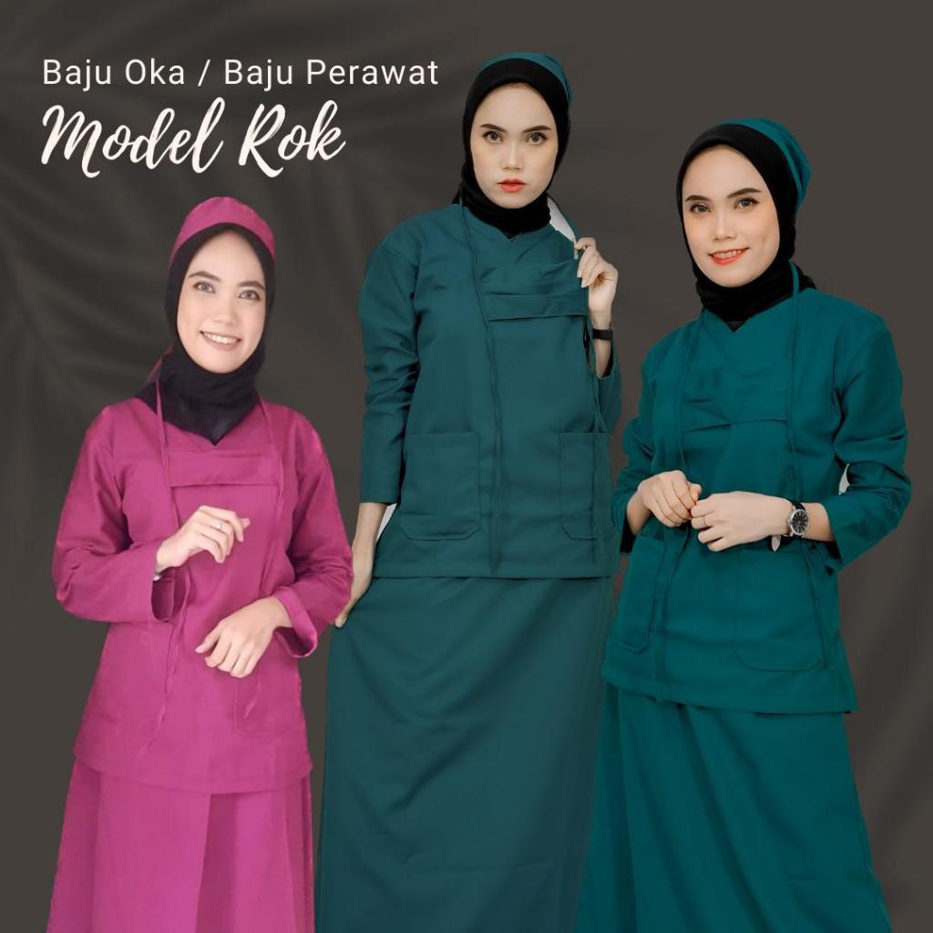 MELV.STORE Baju OKA Rok / Baju Jaga Rok / Baju perawat Rok Lengan panjang