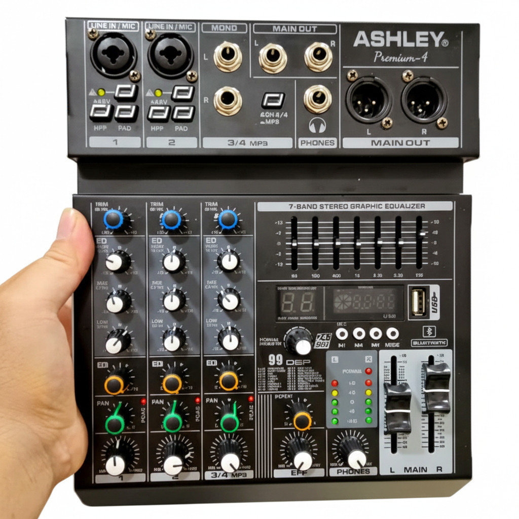 mixer ashley premium 4 premium4 usb mp3 recording original 4 Channel Mixer,2 Mono/2 Stereo-Baru-2026