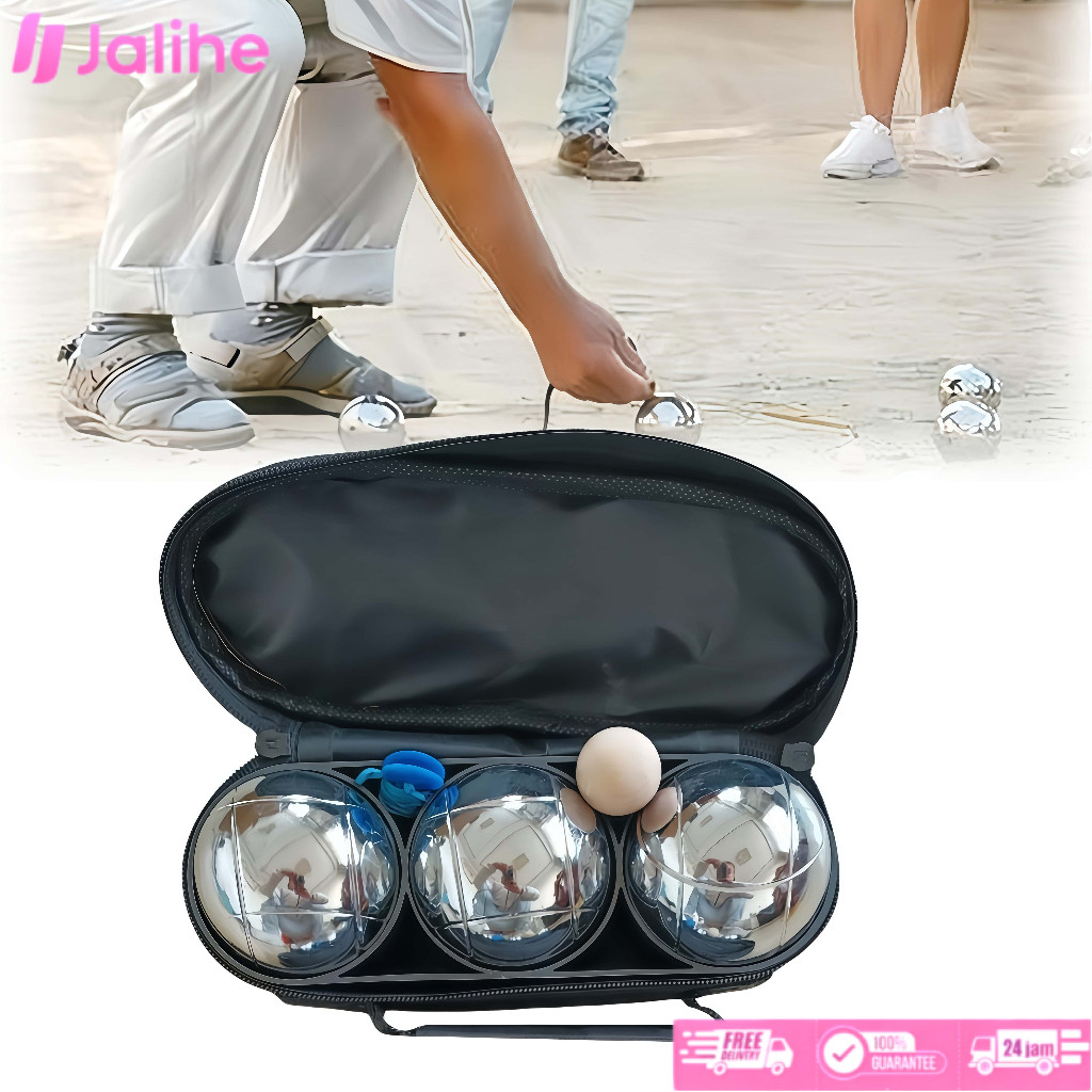 3pcs Bola Pentanque Set 3 Boules Jack Tas Karakteristik Tahan Lama 70mm 550g