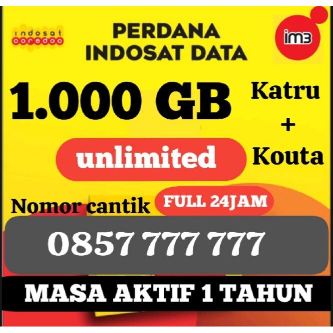 Promo Kartu Cantik Indosat IM3 10 Digit Bonus Kouta 1000GB  Berlaku Untuk Seluruh Wilayah