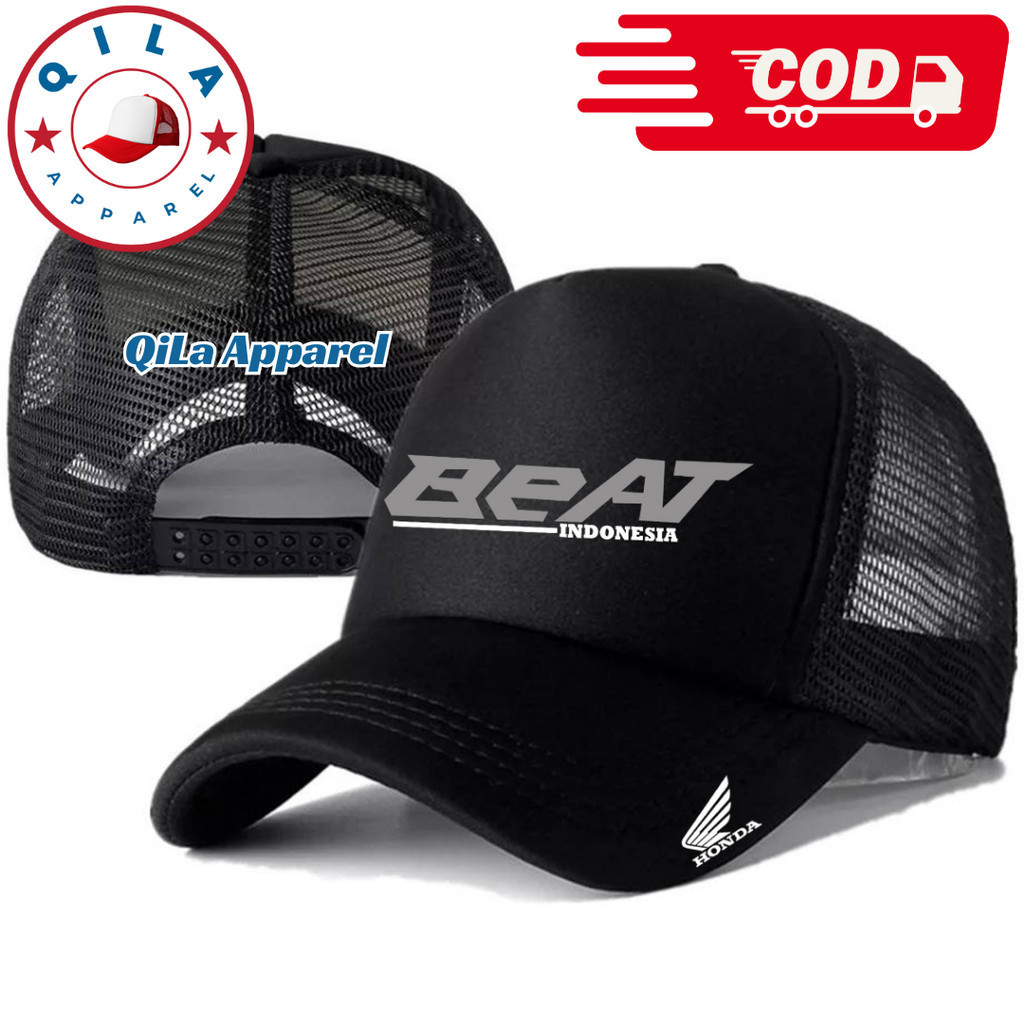 Topi Trucker HONDA BEAT - Topi Distro HONDA BEAT Logo - Topi HONDA BEAT Premium - Topi Pria Dewasa -