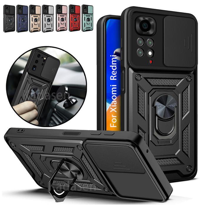 EstetikaSpace Xiaomi Redmi Note 11 Case ARMOR SLIDE CAMERA PROTECTION Casing Hp - Hitam