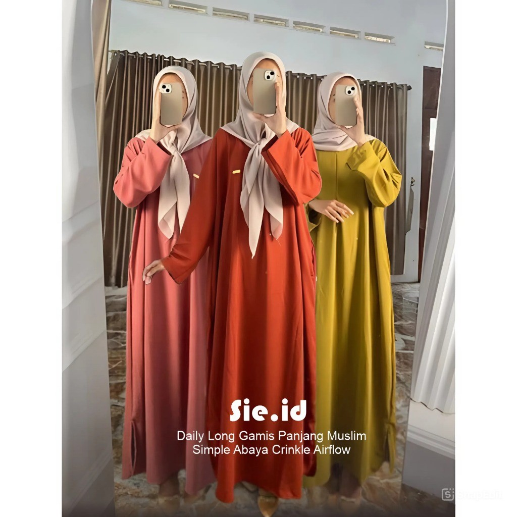 Long Gamis Panjang Muslim Simple Abaya Crinkle Airflow