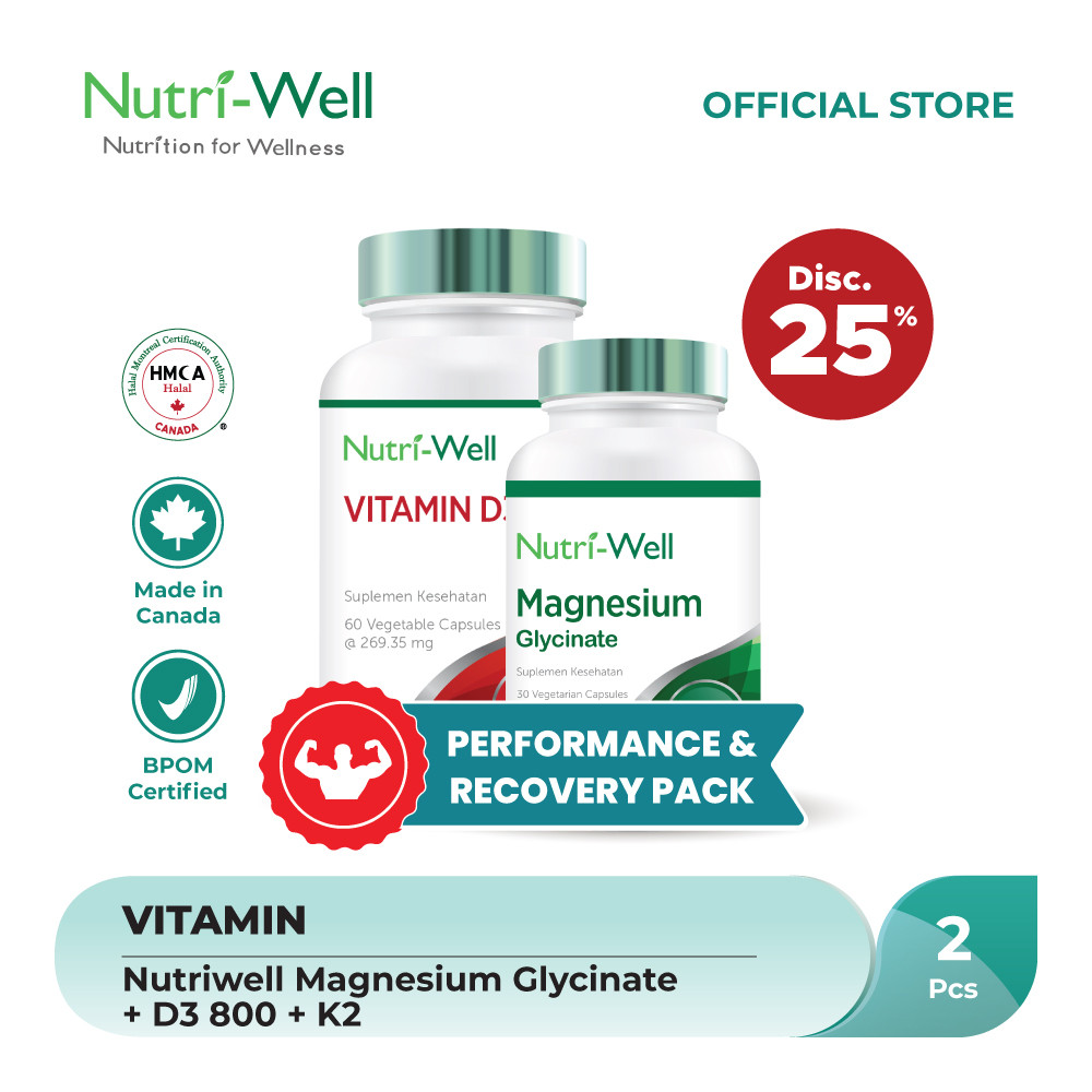 [Performance & Recovery Pack] Nutriwell Magnesium Glycinate + Nutriwell D3 800 IU+ K2