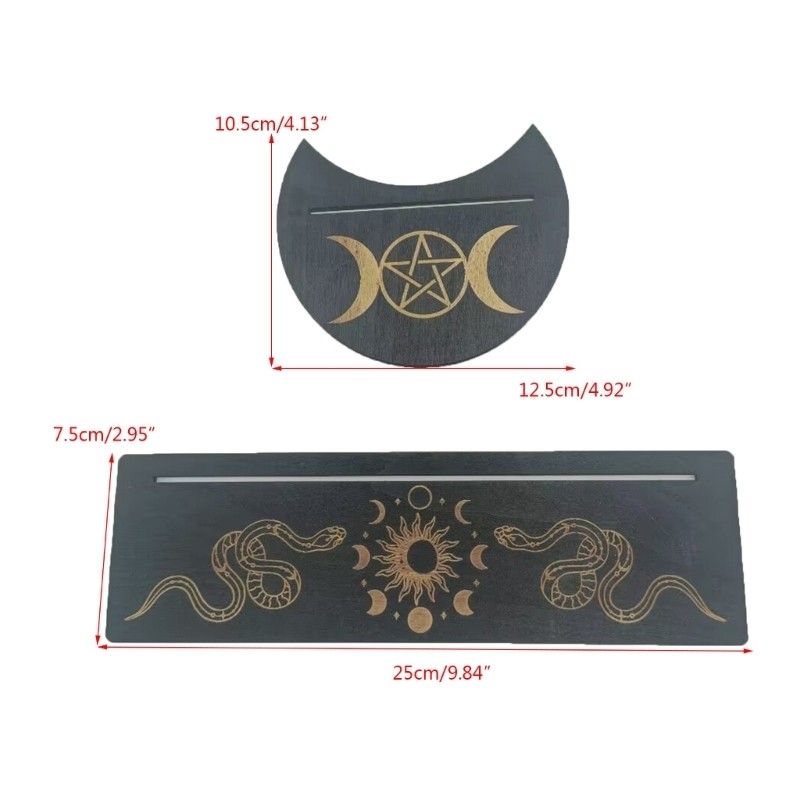 Rectangular Moon Shaped Tarot Base Bracket Wooden Tarot Card Display Stand Holder Divinations Game A