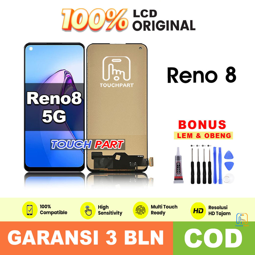 LCD FOR OPPO Reno 8 5g Touchscreen fullset ori asli COD