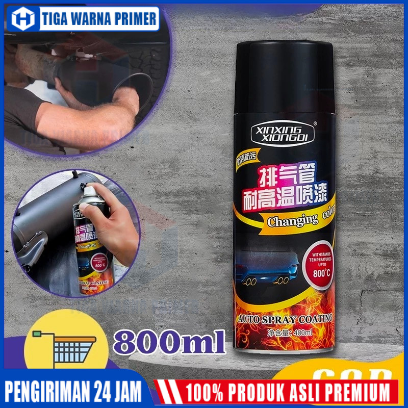 Tahan Suhu Tinggi 800°C 400ML Cat Knalpot Anti Panas Pilox Diton Hi Temp Black Hitam Doff Untuk Mesi