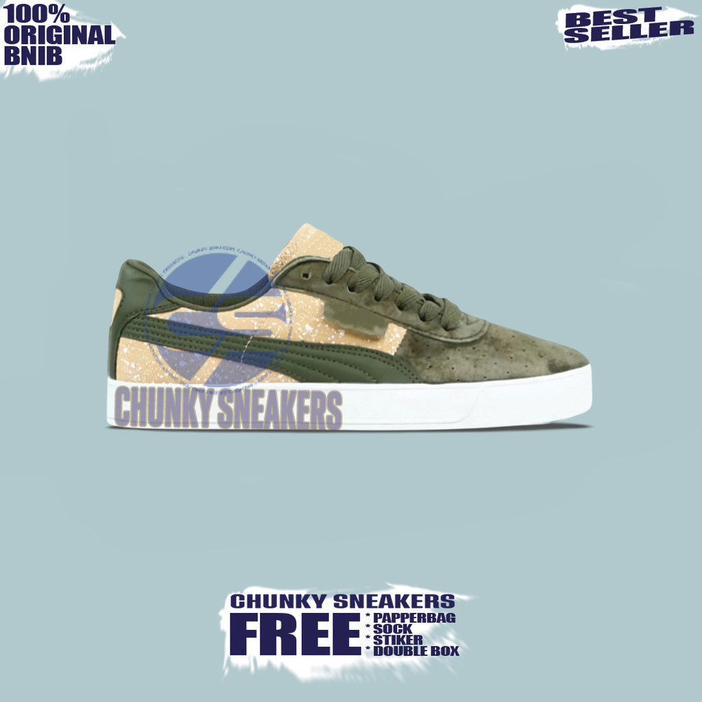 Sepatu Sneakers Puma G Vilas Olive Green 100% Original BNIB Unisex