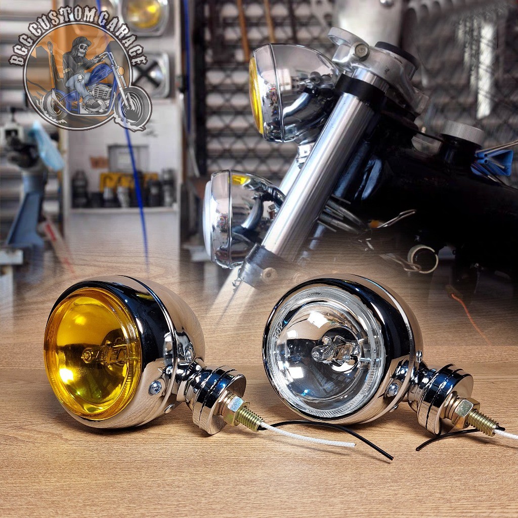 (wow05) foglamp classic universal . Headlamp chopper . Lampu motor custom retro
