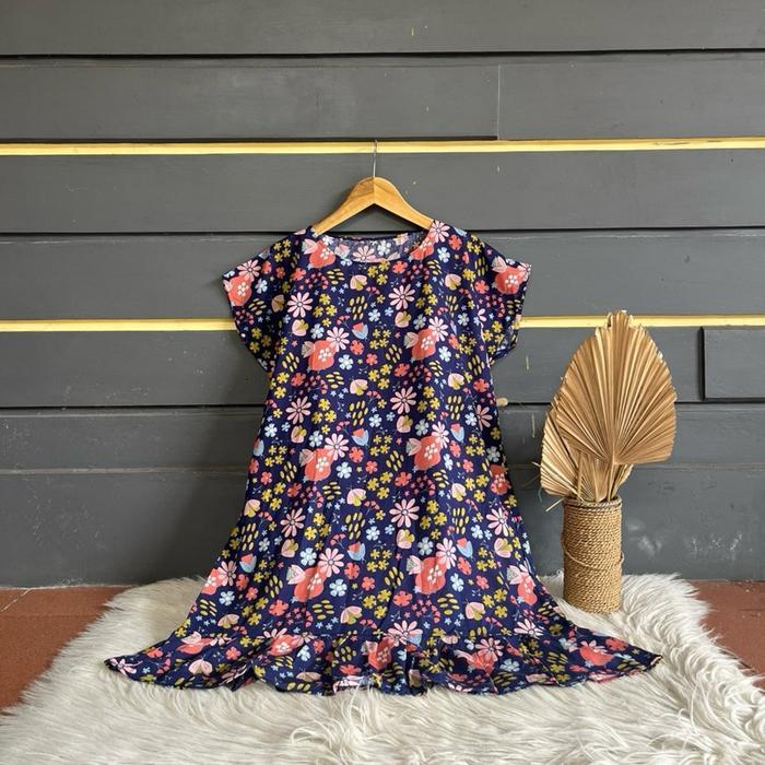 Daster Ruffle Hits Viral Kekinian Daster Jumbo Santai Dress Grosir Lembut Motif Nyaman Rayon Viscose