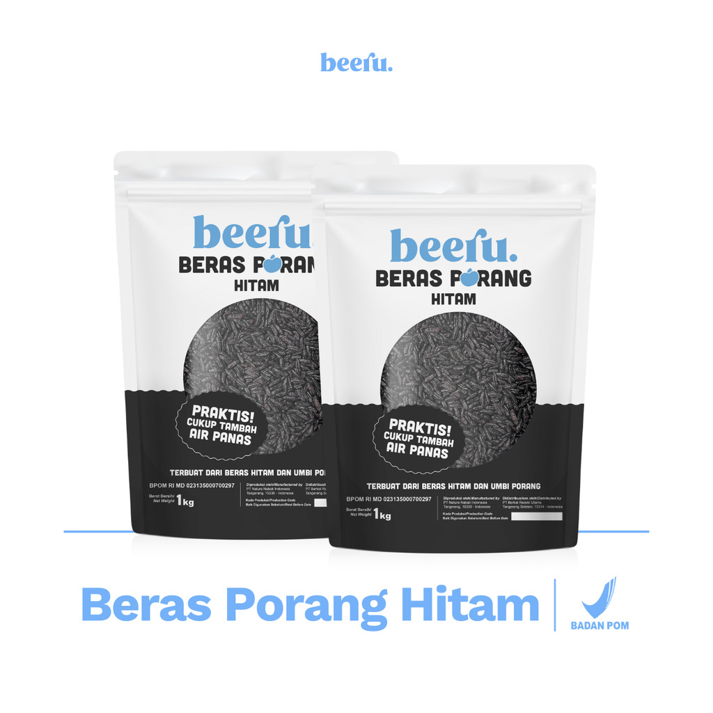 Beeru Beras Porang Hitam isi 2 Pouch 1 Kg - Shirataki Konjac Rice