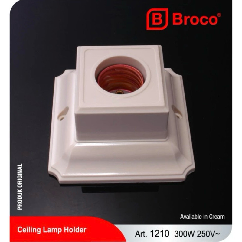 Fiting Lampu Plafon Broco Kotak Segi Cream / Fiting Plafon Broco Kotak Segi