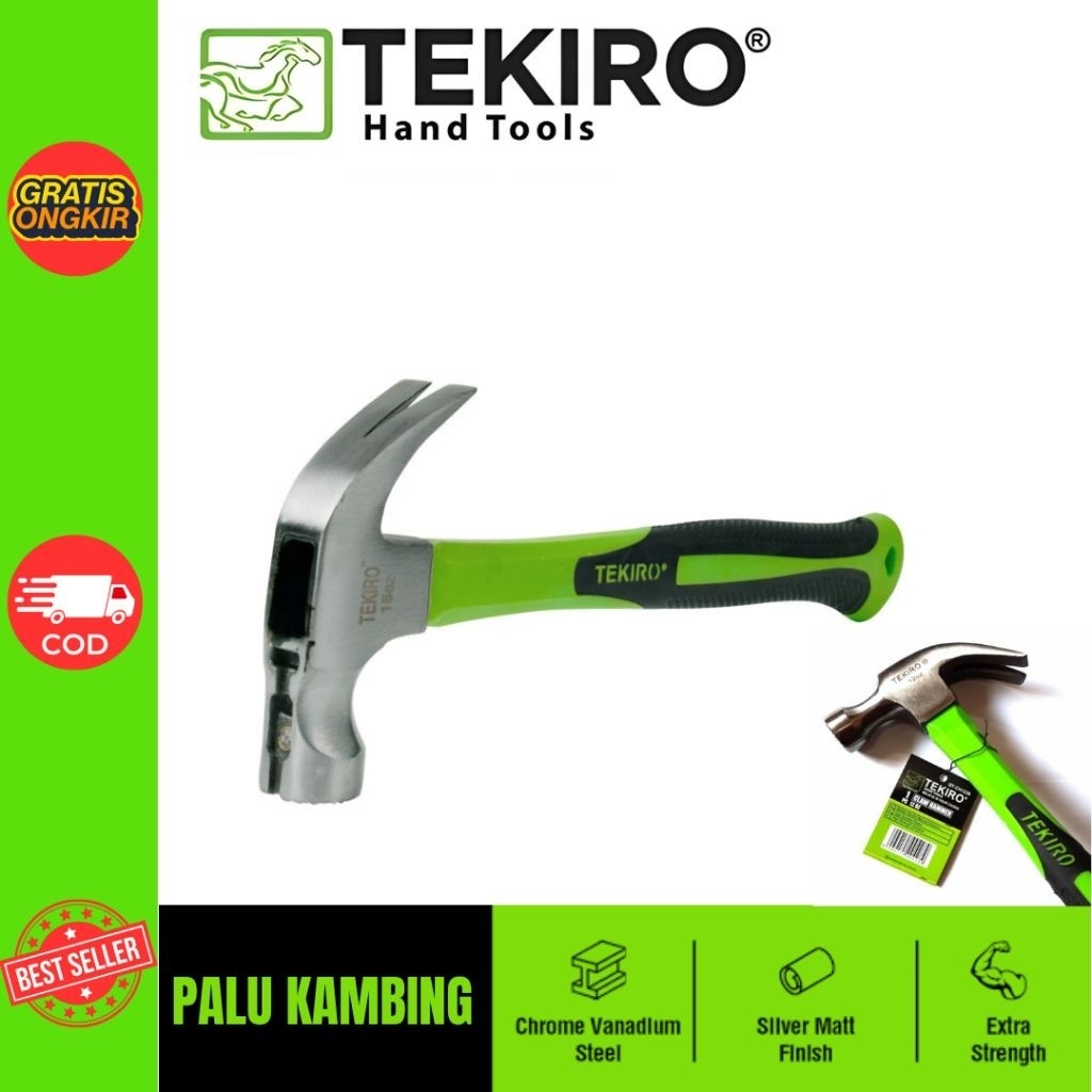 TEKIRO Palu Kambing Magnet Palu Bentuk Tanduk Kambing Palu Giat Claw Hammer With Magnet