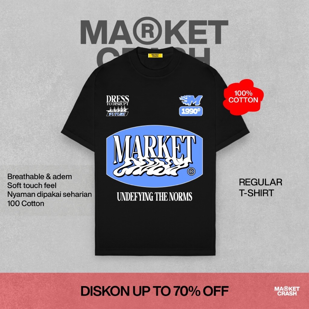 Marketcrash Kaos Regular Y2k Black Kaos Pria