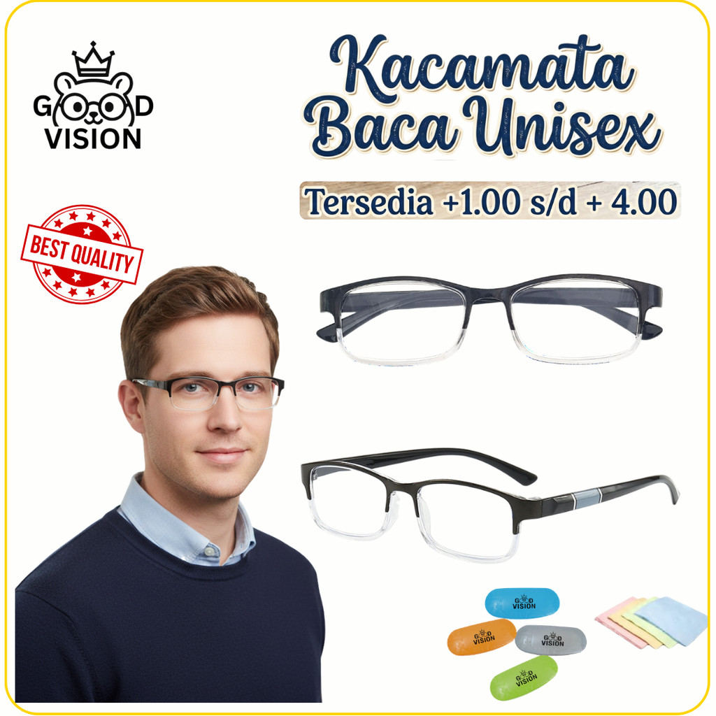 Kacamata Baca Plus ASLI LENSA KACA Frame Lentur Fokus Kacamata Baca Plus Kacamata Unisex +1.00 S/d +