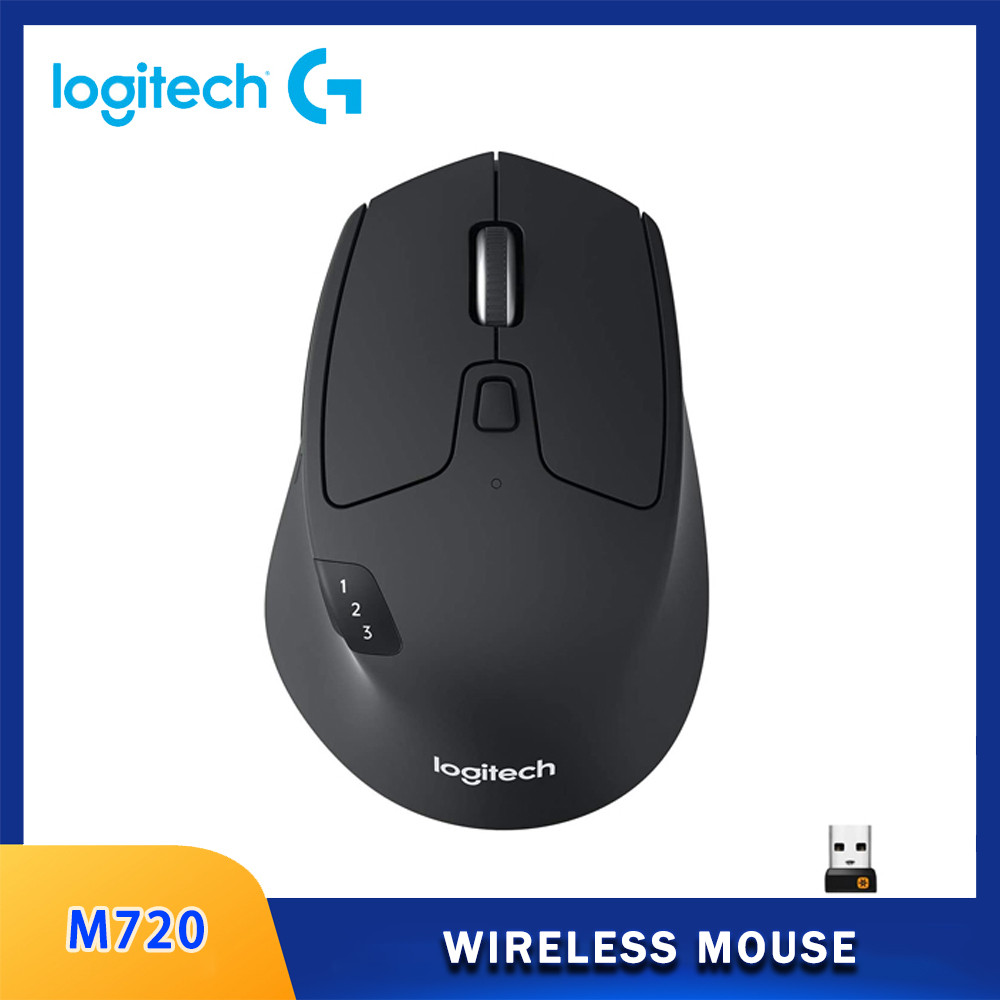 Logite M720 Triathlon Multi-Device Wireless Mouse Bluetooth USB Unifying Receiver 1000 DPI 8 Buttons