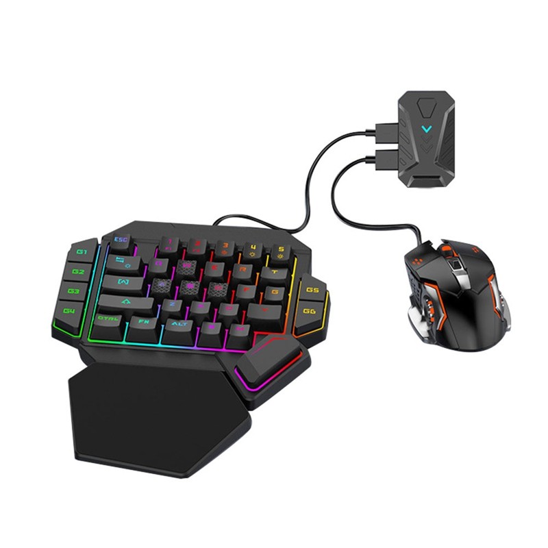 AT82-Portable Mobile Gaming Keyboard Mouse Converter Adapter MIX PRO Gaming Keyboard And Mouse Combo