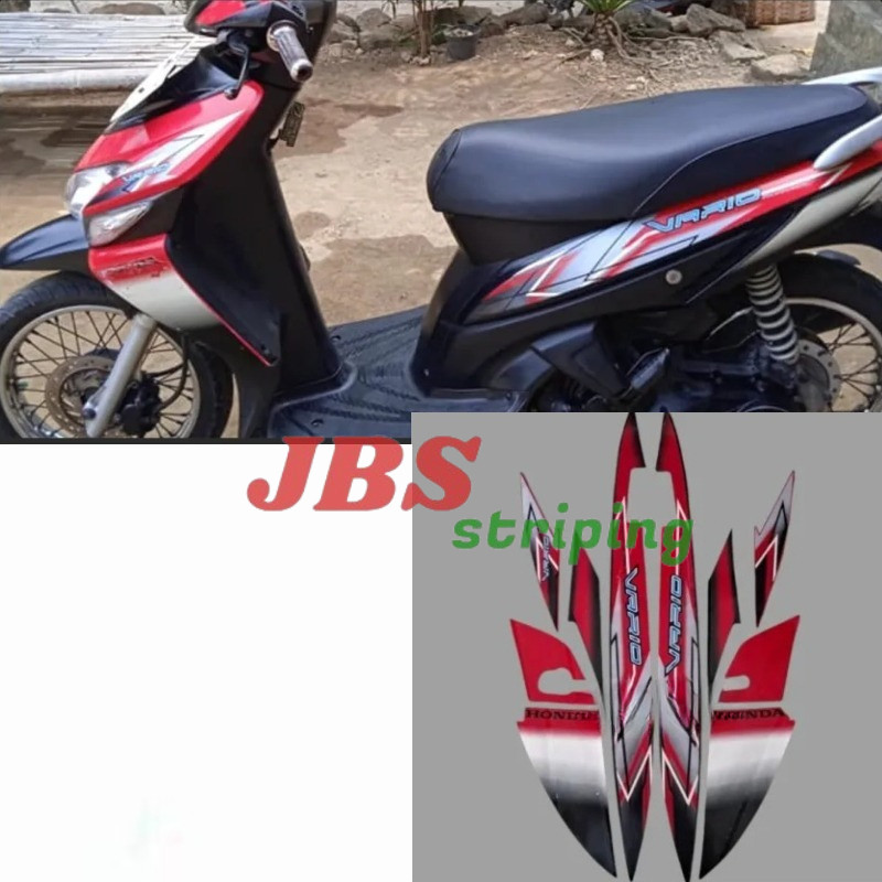 Striping stiker Honda Vario 110 karbu 2006  Hitam merah