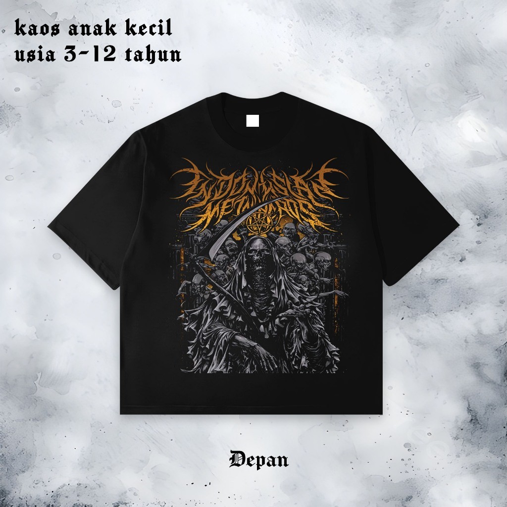 Kaos Distro Anak kecil usia 3 - 12 Tahun Motif Metal Hitam Imortal Vampire Kingdom