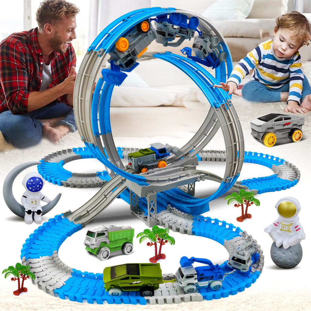 Space Track Toys Magic Climbing electric Engineering Race Car Toy  Bendable Flexible Race track Cars