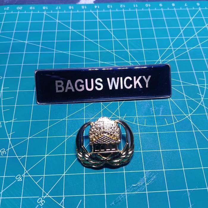 PLAN & WORK Paket Lengkap Nametag / Pin Nama ASN PNS / Pin Korpri FR Digital - Akrilik & Kuningan na