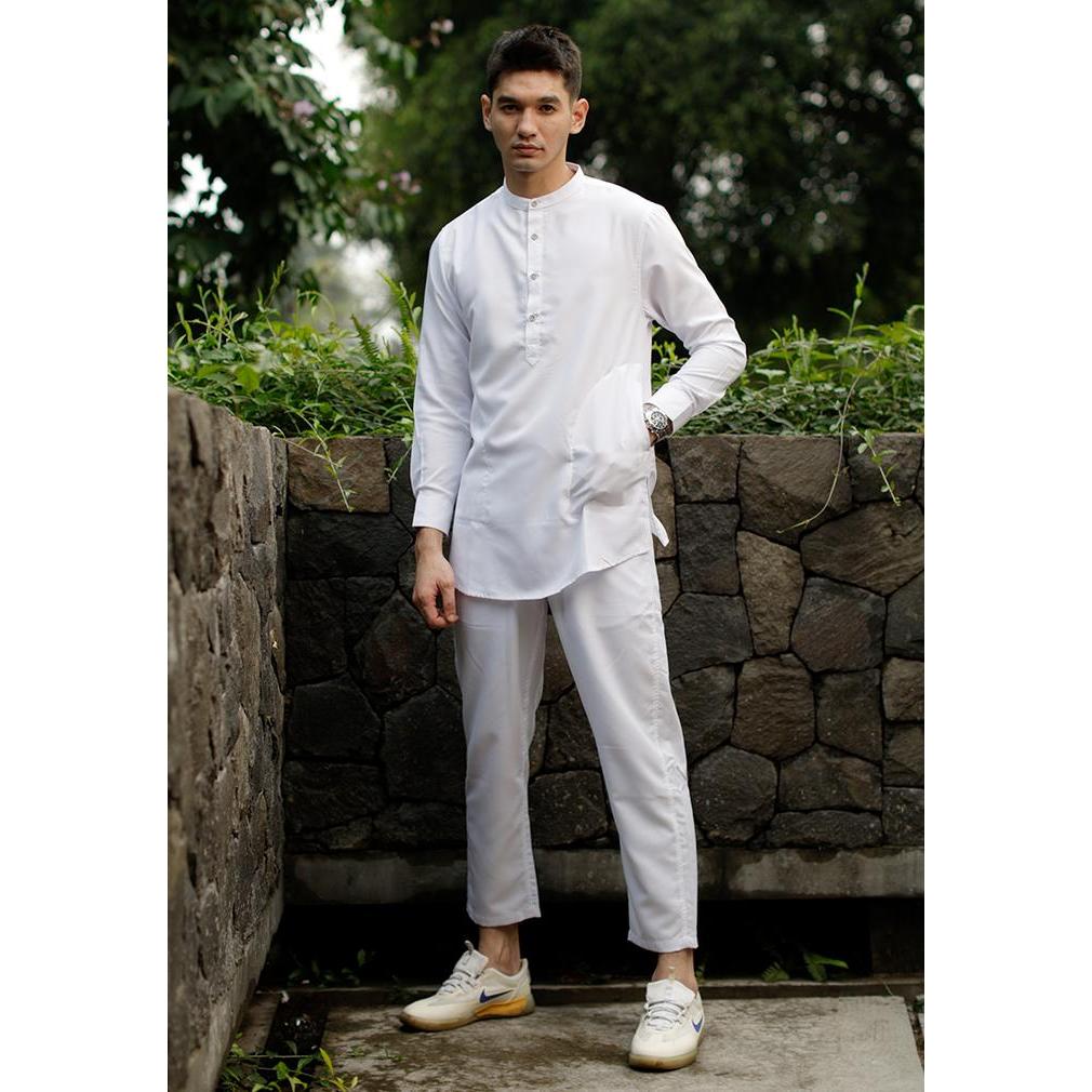 OXCON Kemeja Setelan Koko Kurta Moslem Wear - White, S