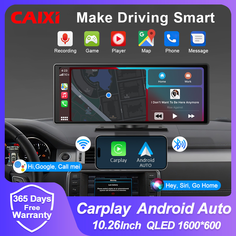 CAIXI 10.26” QLED Wireless Carplay & Android Auto Car Rao Multimea WIFI Video Player for Apple Or An
