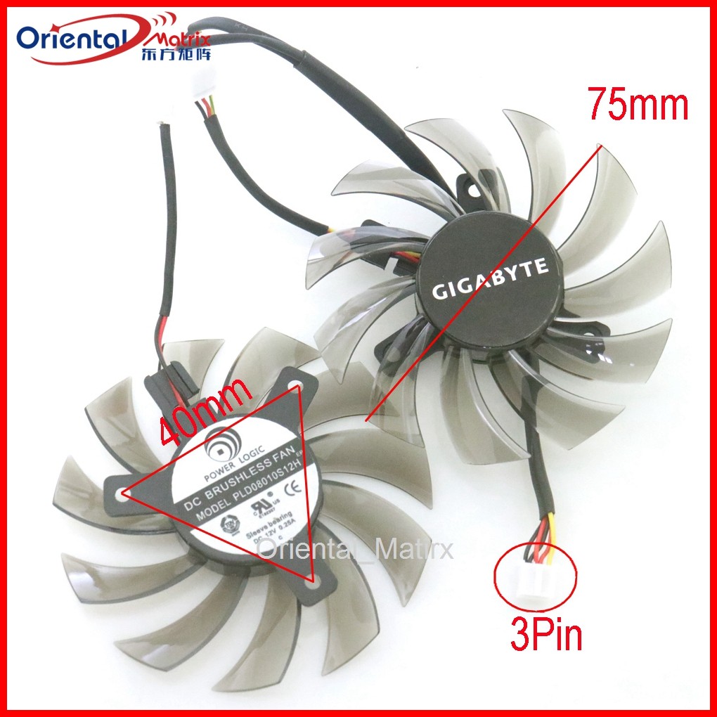 PLD08010S12H T128010SM 75mm 40*40*40mm 3Pin For GIGABYTE Graphics Card Cooler VGA Cooling Fan