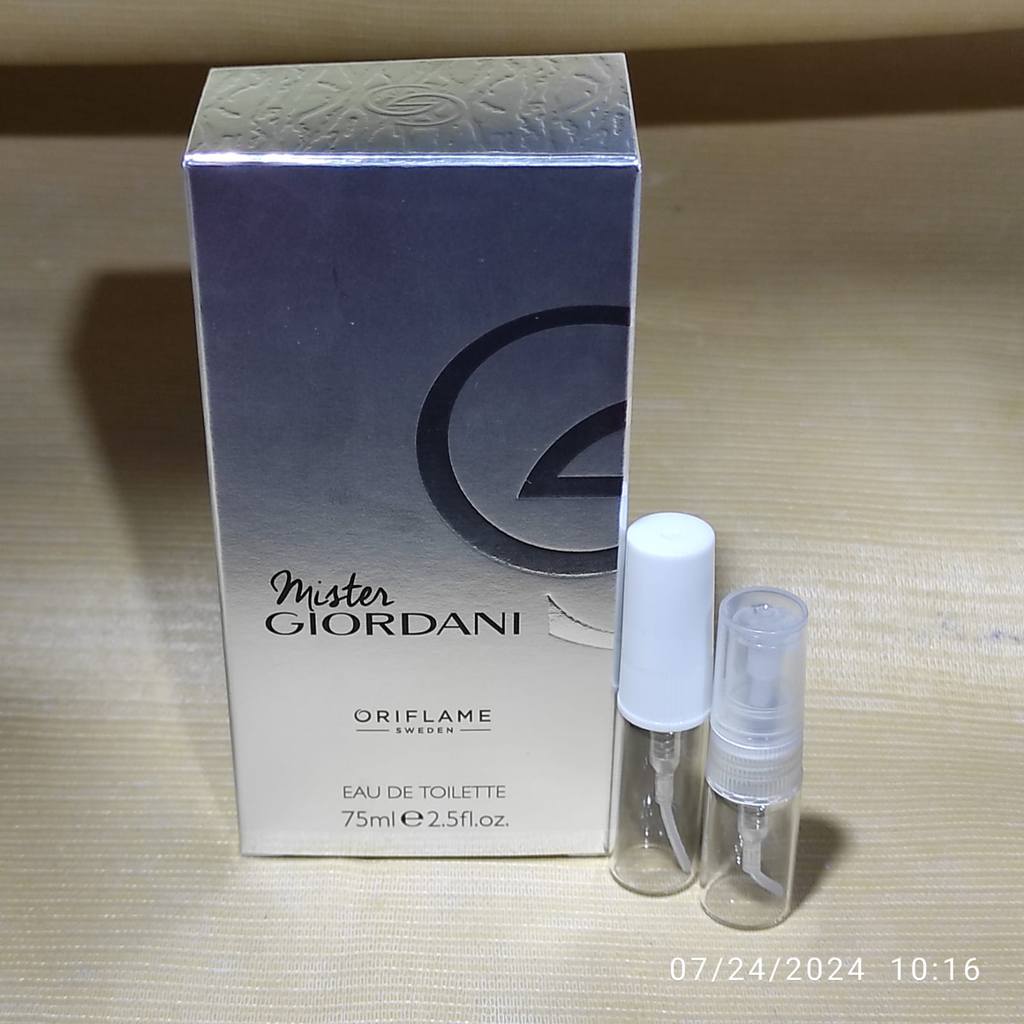 DECANT 2ML 3ML SAMPLE TESTER MISTER GIORDANI EAU DE TOILETTE BOX SILVER EDT