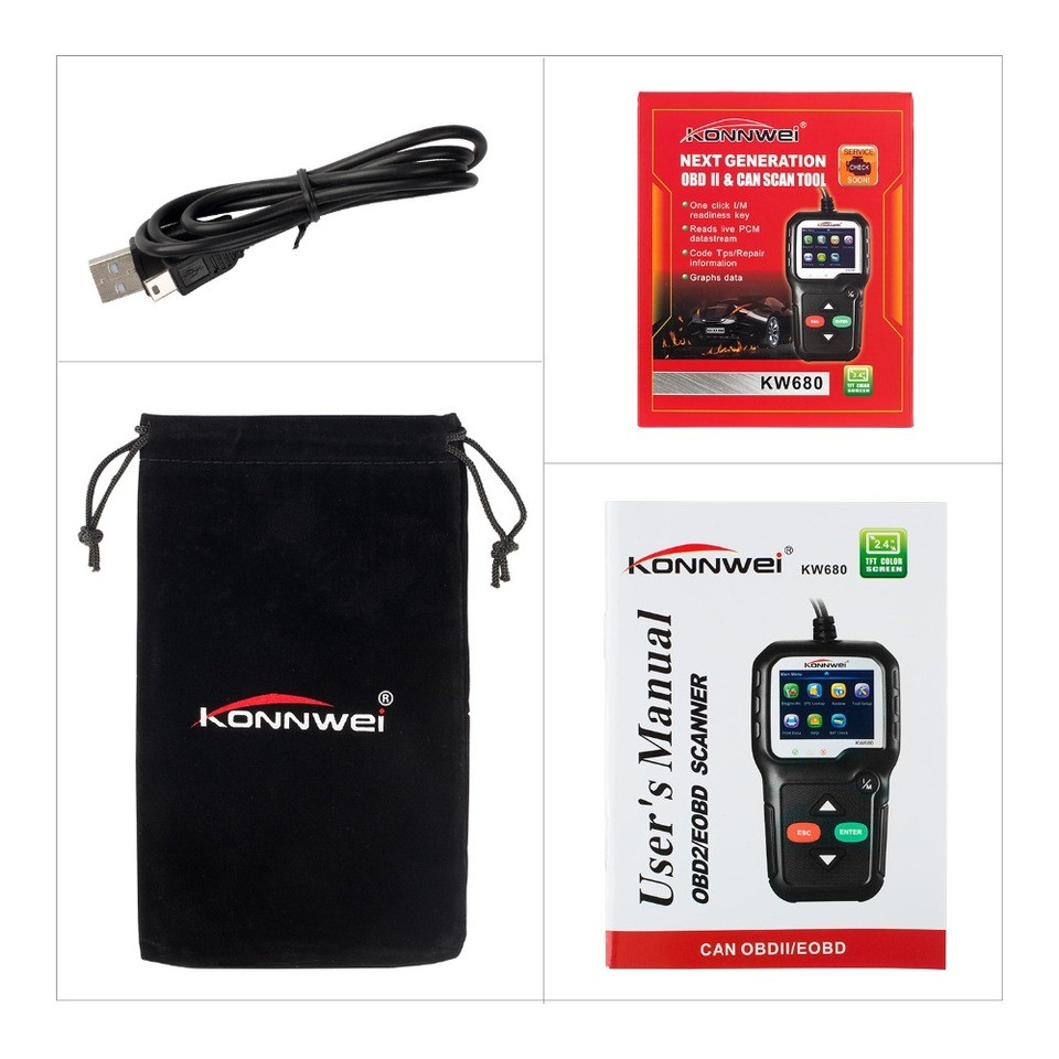 Konnwei KW680 code reader scanner Multilanguage full obd2 function kw 680 In Russian car agnostic to