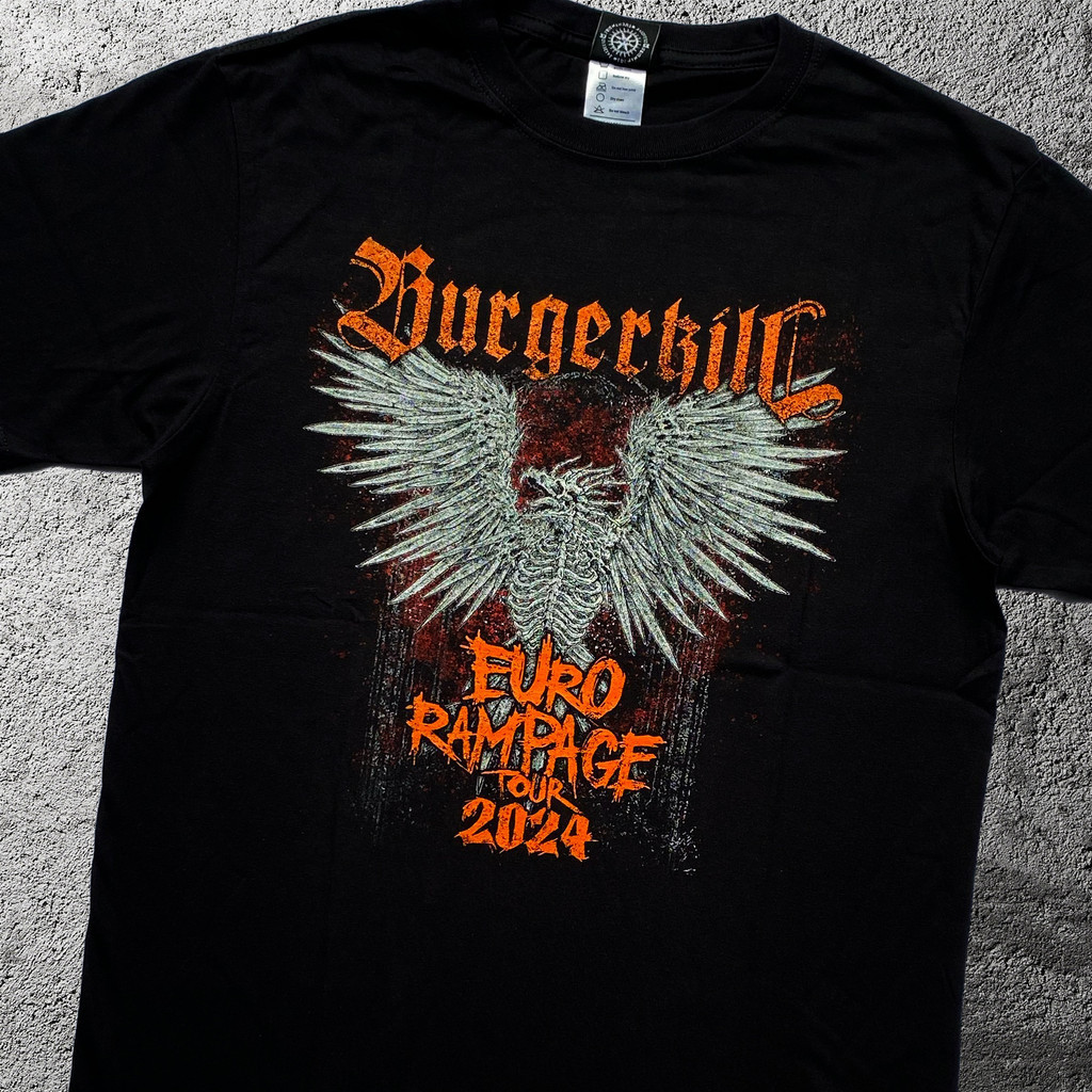KAOS BAND BURGERKILL - EURO RAMPAGE TOUR 2024 ( OFFICIAL ) T-shirt Pria