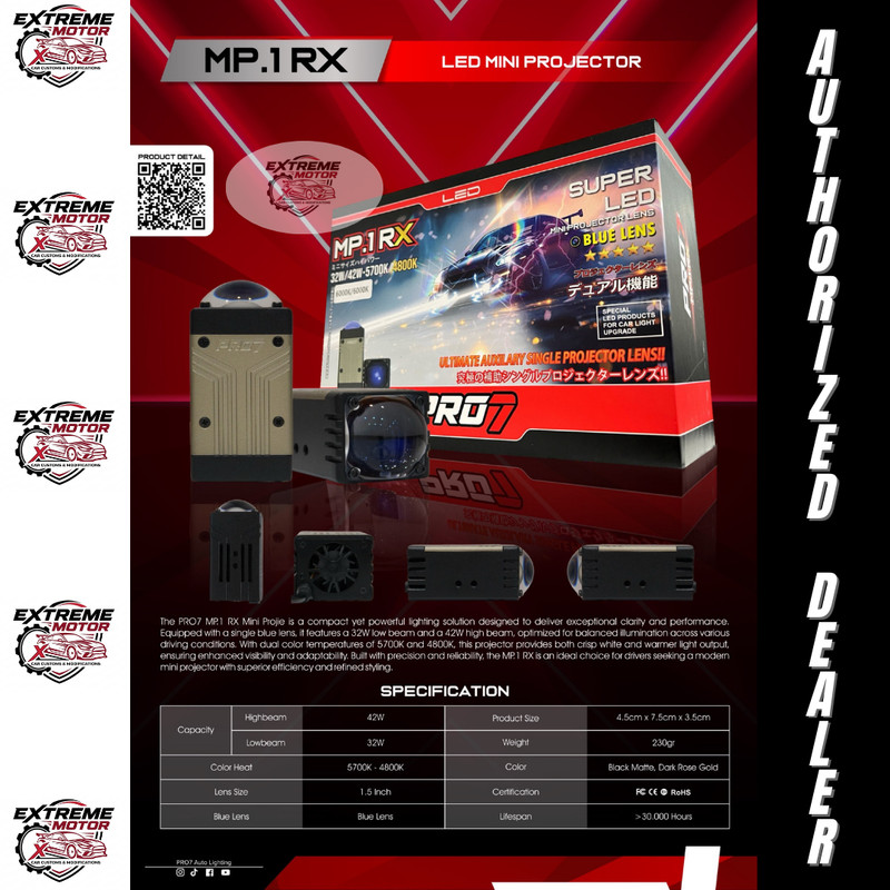 MINI Projie PRO7 MP.1RX Blue Lens 2x 32W/42W / MP1RX / MP1 RX / MINI PROJIE VIRAL Output Biled 1 MAT