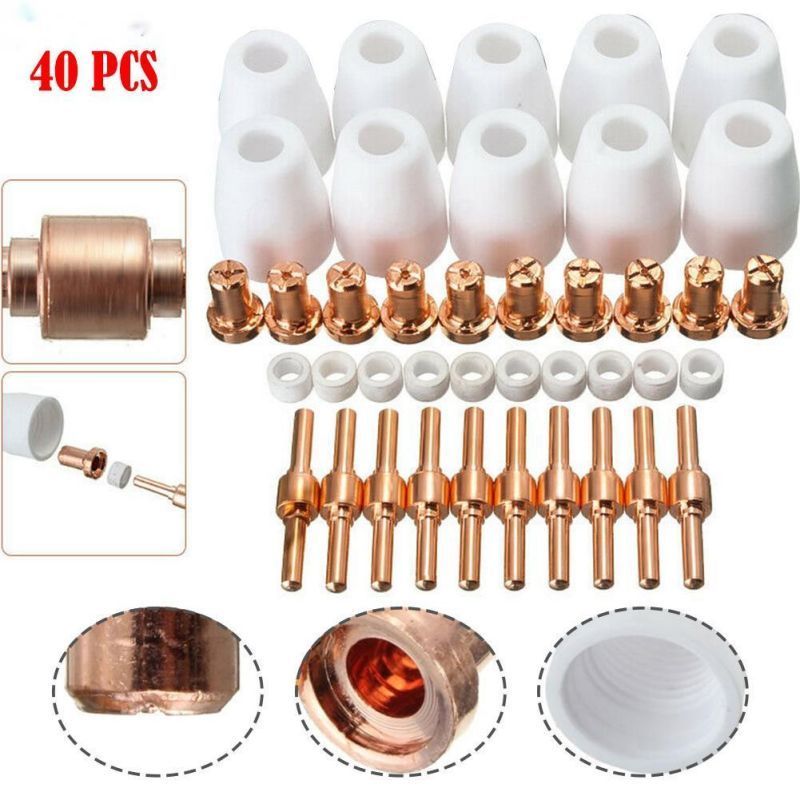 Nozzle Plasma Cutter 40Pcs Set Elektroda Ujung Pemotong Plasma Udara Plasma Cutter Tip Electrodes