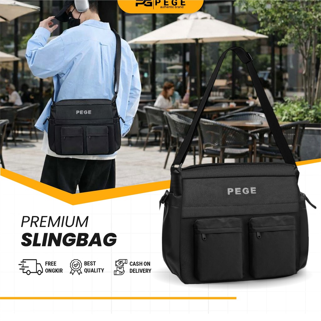 Tas Selempang Pria PEGE Auron Sling Bag Multifungsi Casual - PG 9142