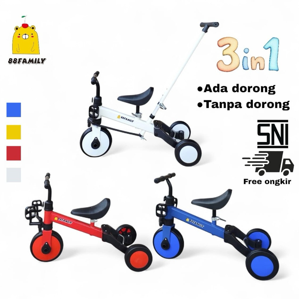 One-M97 Mainan Sepeda Roda 3 anak 2in1 mainan sepeda keseimbangan anak