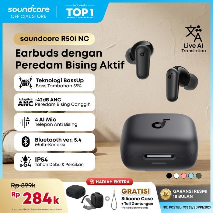 AUDIOFLOW (NEW LAUNCH) Soundcore Anker R50i NC Earbuds Adaptive Noise Canceling Headset Earphone Blu