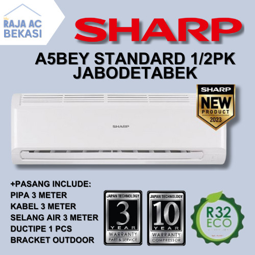 BM PROMO AC Sharp 1/2 PK A5BEY STANDARD FREE PASANG + AKSESORIS Raja AC Bekasi