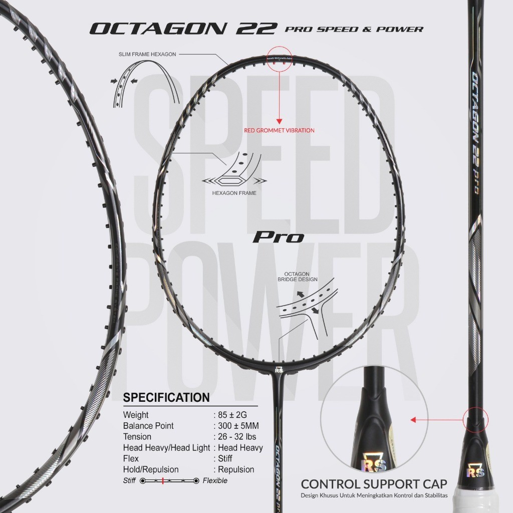 [Pominton] Raket Badminton RS Reinforce Speed Octagon 22 Pro 100% ORIGINAL