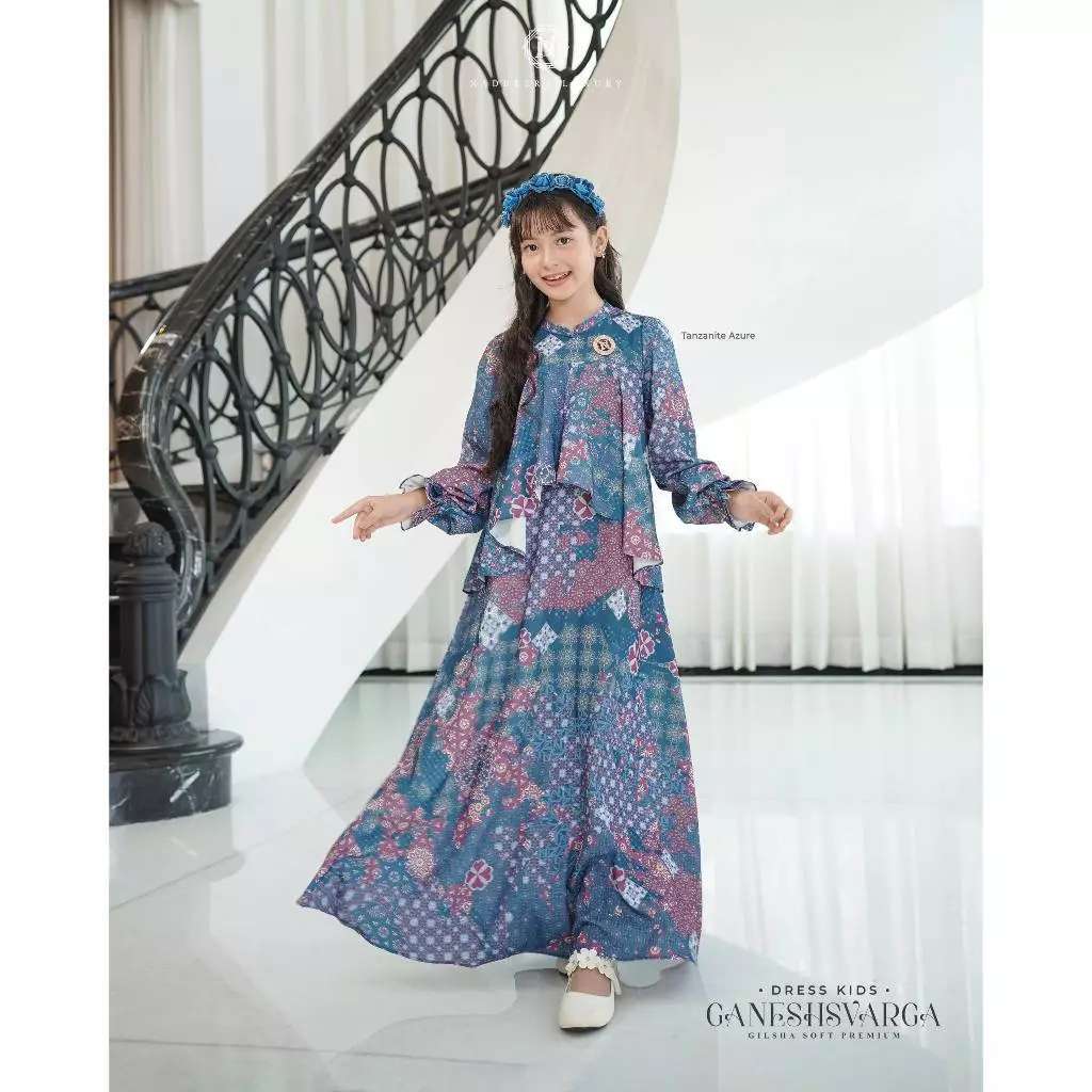 NADHEERA GAMIS ANAK GANESHSVARGA DRESS KIDS TANZANITE AZURE