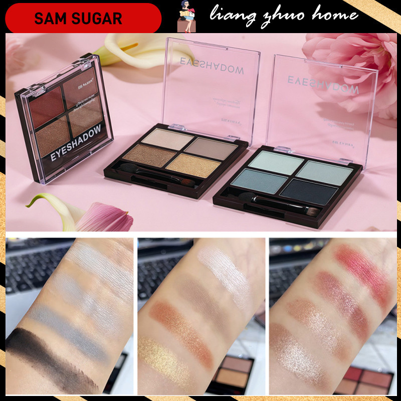 Fit Colors Palet Eyeshadow Sembilan Warna Velvet Matte Shimmer Gray Oats Eyeshadow Tahan Air Warna C