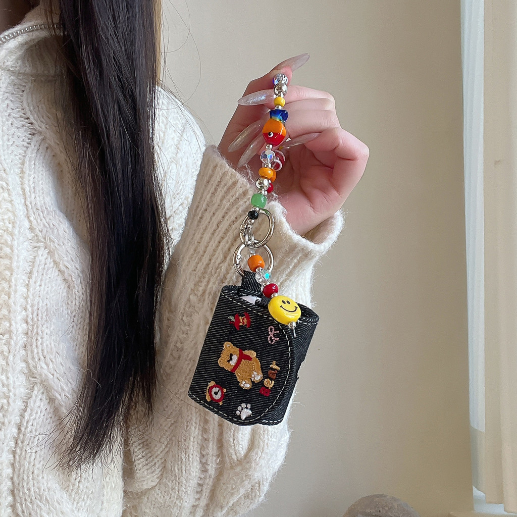 Casing AirPods 4 AirPods Pro 3 2025 Motif Koboi, Kartun Beruang Kecil Lucu dengan Gantungan, Casing 