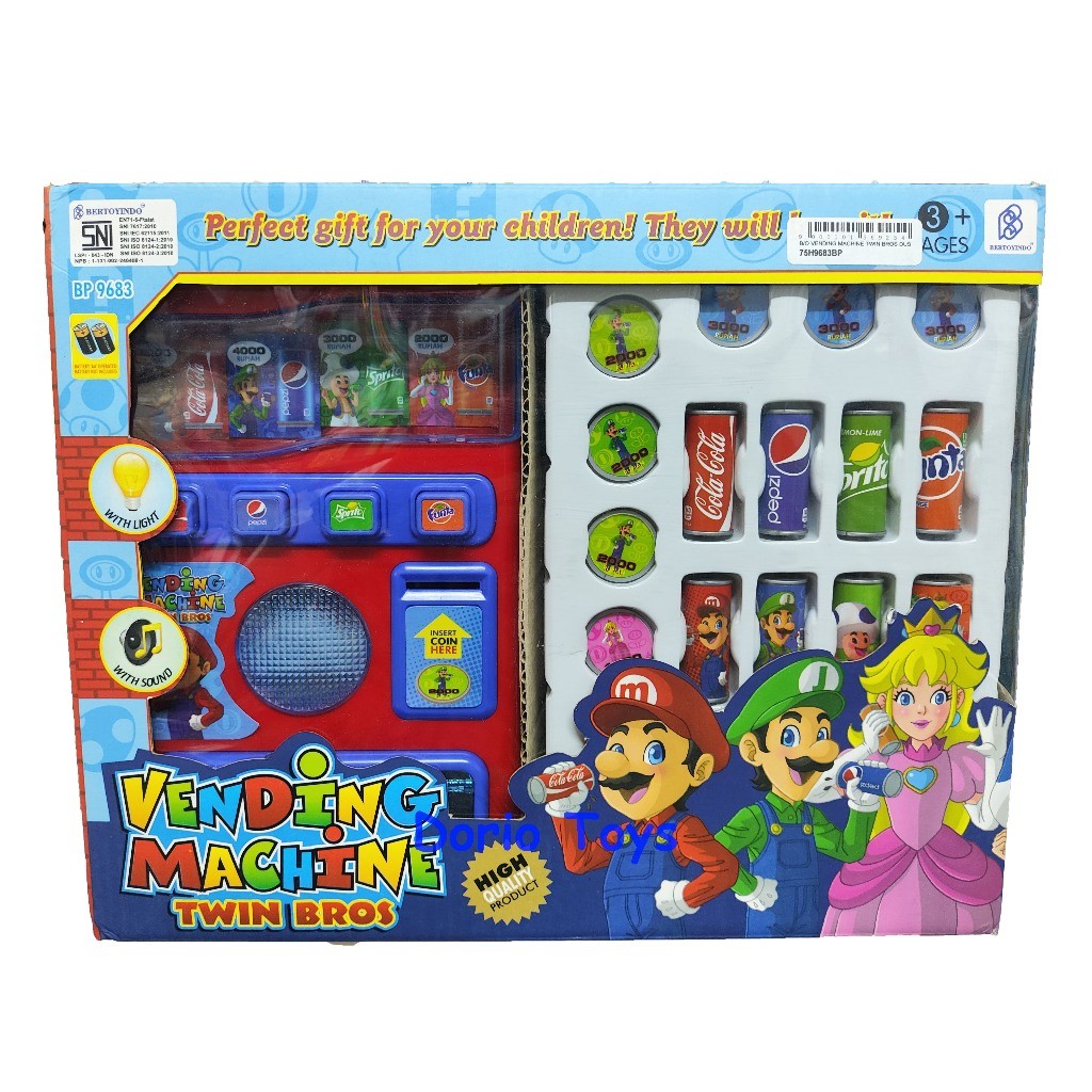 Mainan Anak Mesin Minuman Otomatis Vending Machine Edukasi Koin Lampu Suara