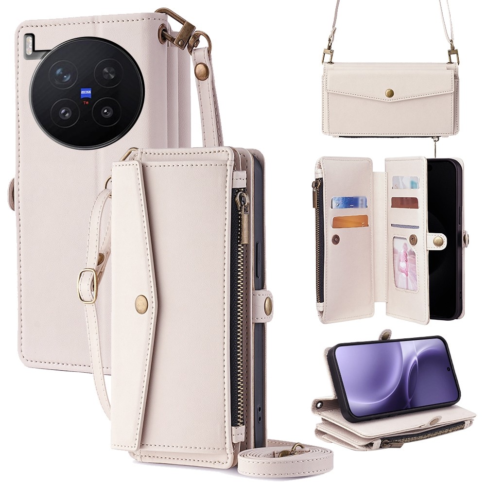 Untuk Vivo X300 X200 Pro Mini Ultra 5G Casing Ponsel Kulit X300pro X200 FE X200s Flip Cover Tas Rits